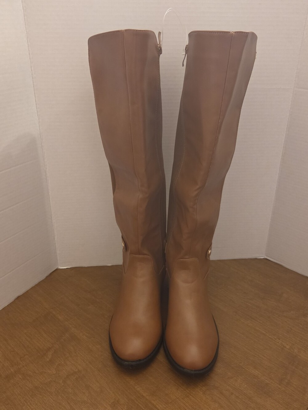 Forever Comfort Tall Tan Faux Leather Riding Boots - Size 10 - NEW